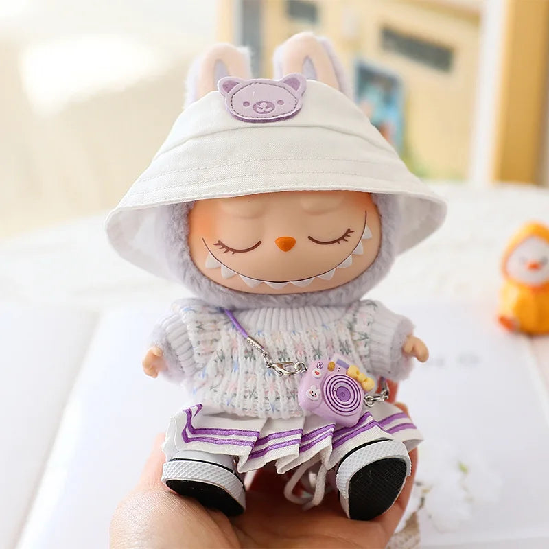For 17cm Labubu Mini Doll Clothes Outfit