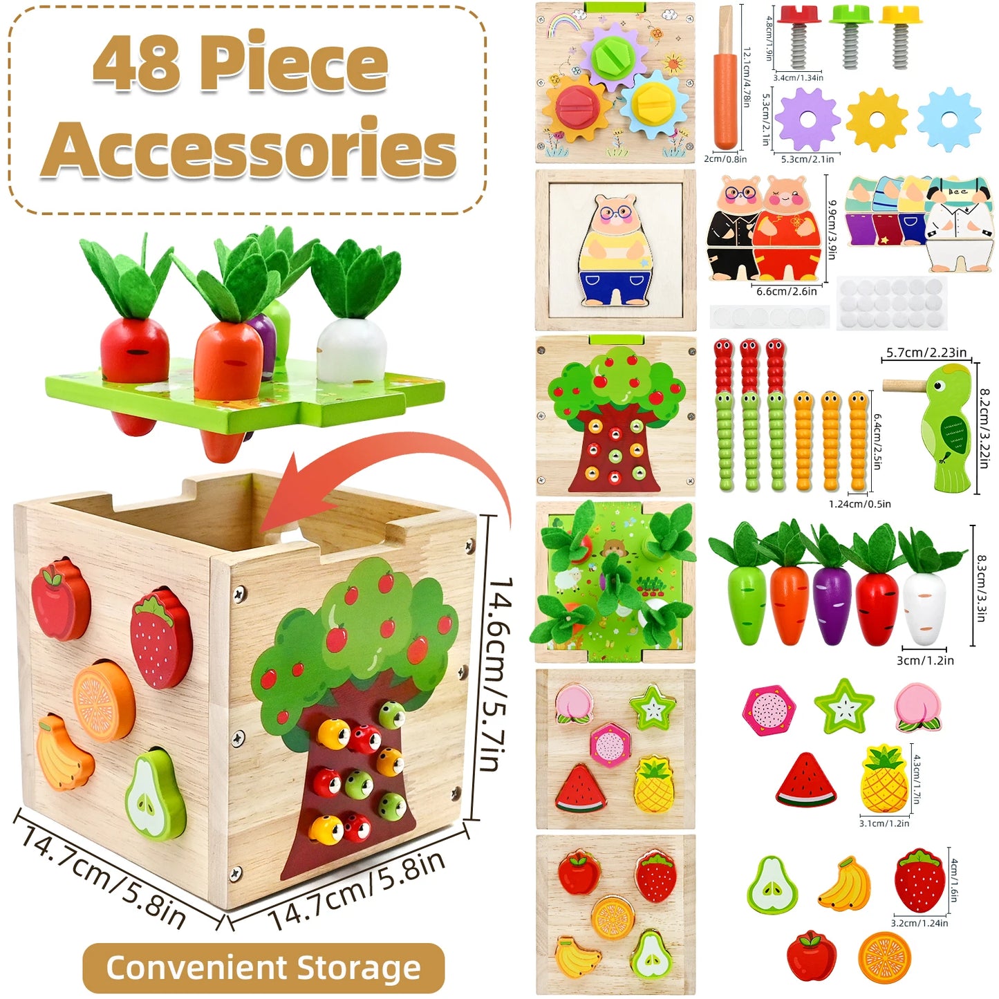 Baby Wooden Activity Cube 5 in 1