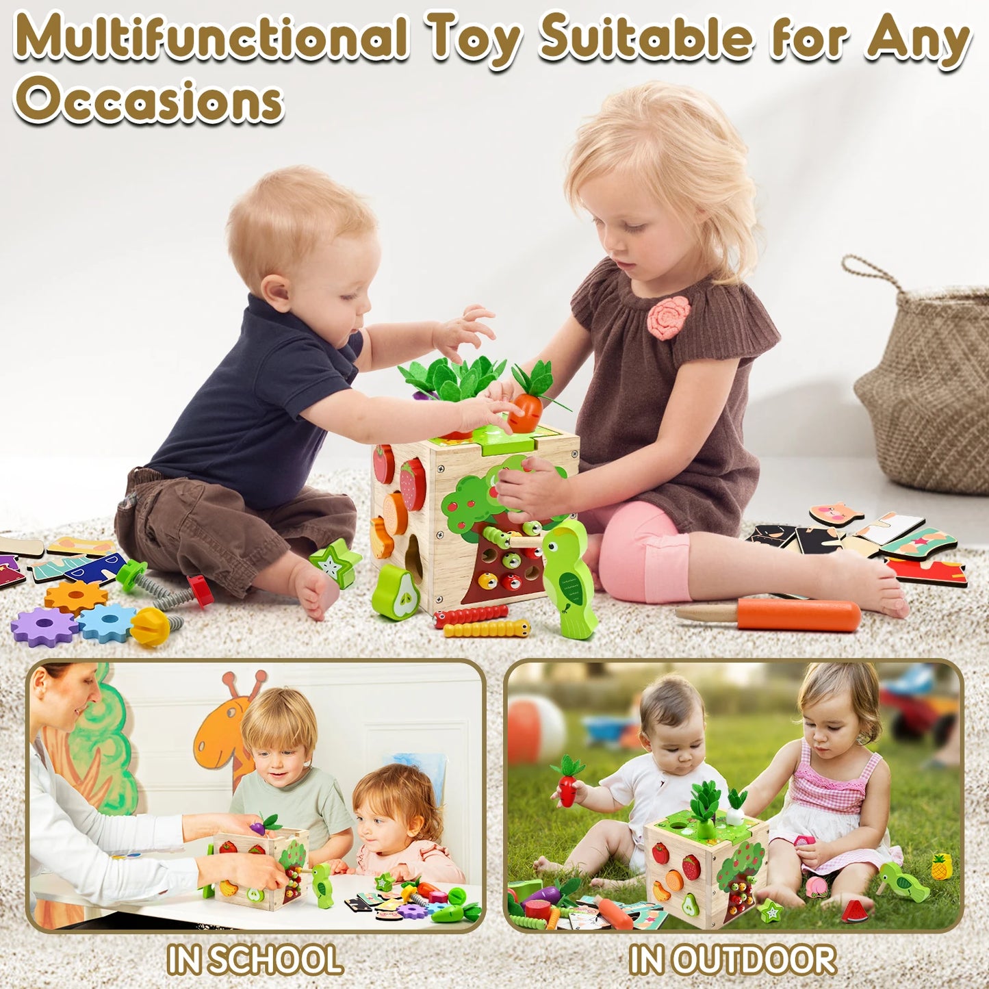 Baby Wooden Activity Cube 5 in 1