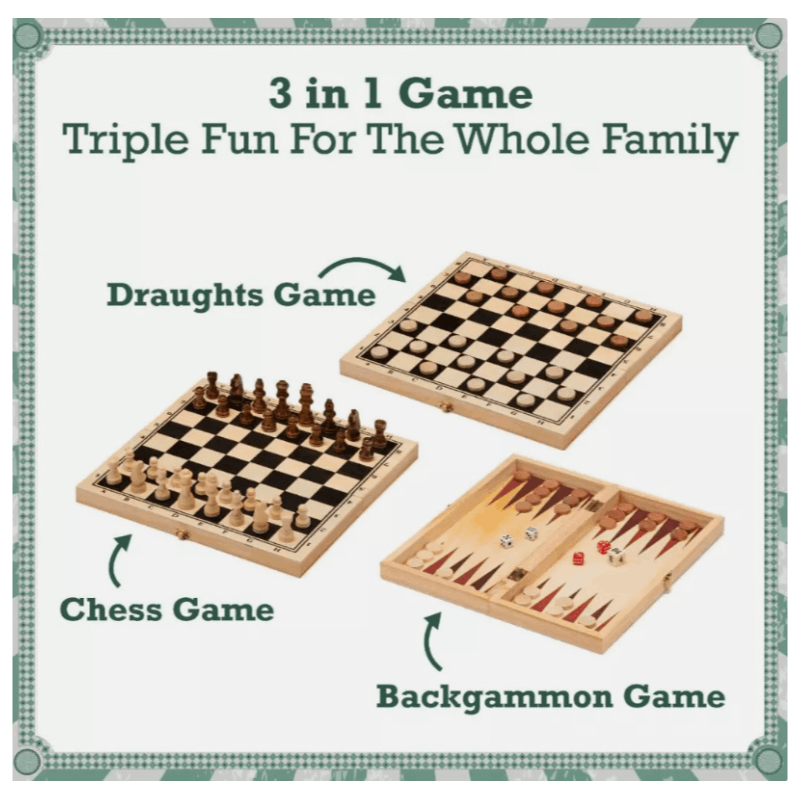 3 in 1 wooden chess set