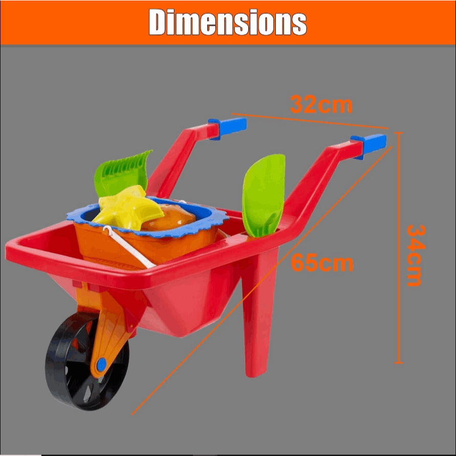 Kids Plastic Wheelbarrow Beach Bucket Play Toy Set
