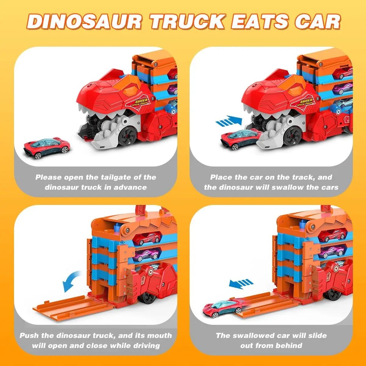 Dinosaur 3-In-1 Transport Truck Car Toys for Boys