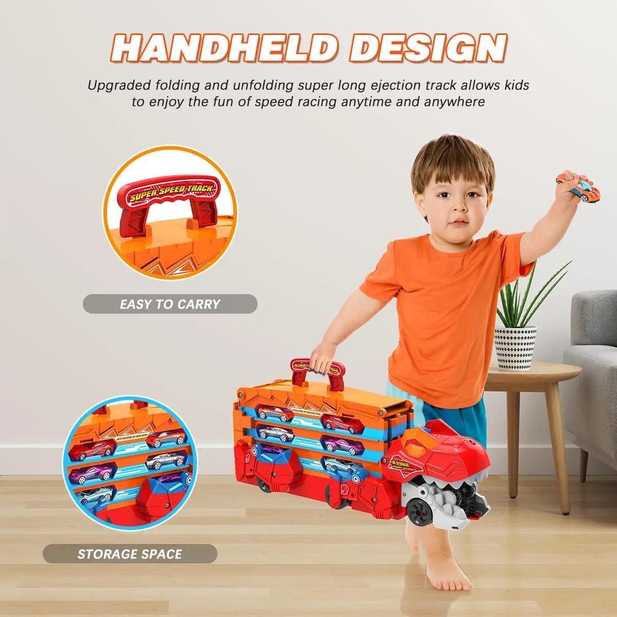Dinosaur 3-In-1 Transport Truck Car Toys for Boys