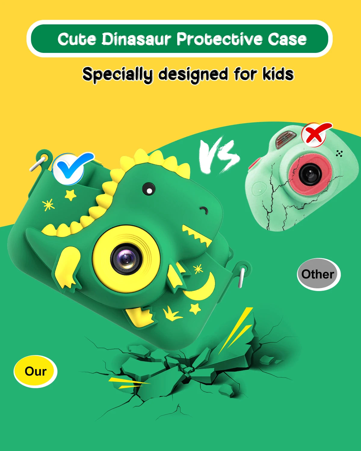 Cartoon Kids Camera 2.0" HD Rechargeable Digital Camera 20MP 1080P Mini Selfie Camera