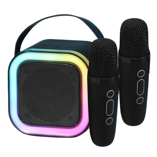 Bluetooth 5.3 Karaoke Machine Toy with Wireless Microphone Adjustable LED Lights Mini Speaker