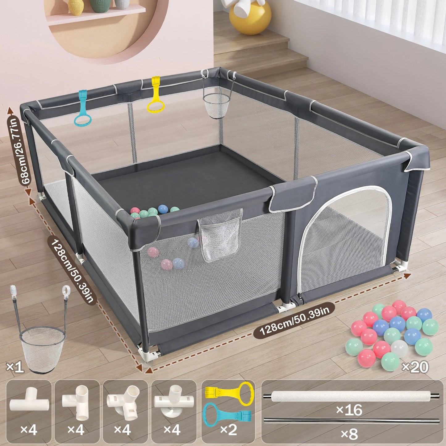 Baby Fence with Breathable Mesh Indoor Outdoor