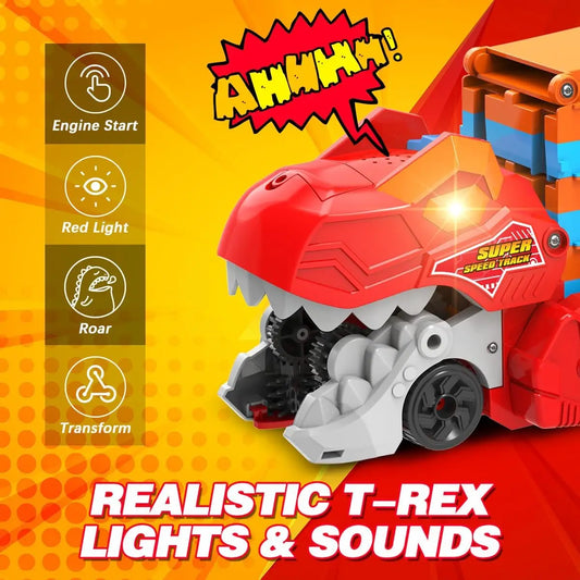 Dinosaur 3-In-1 Transport Truck Car Toys for Boys