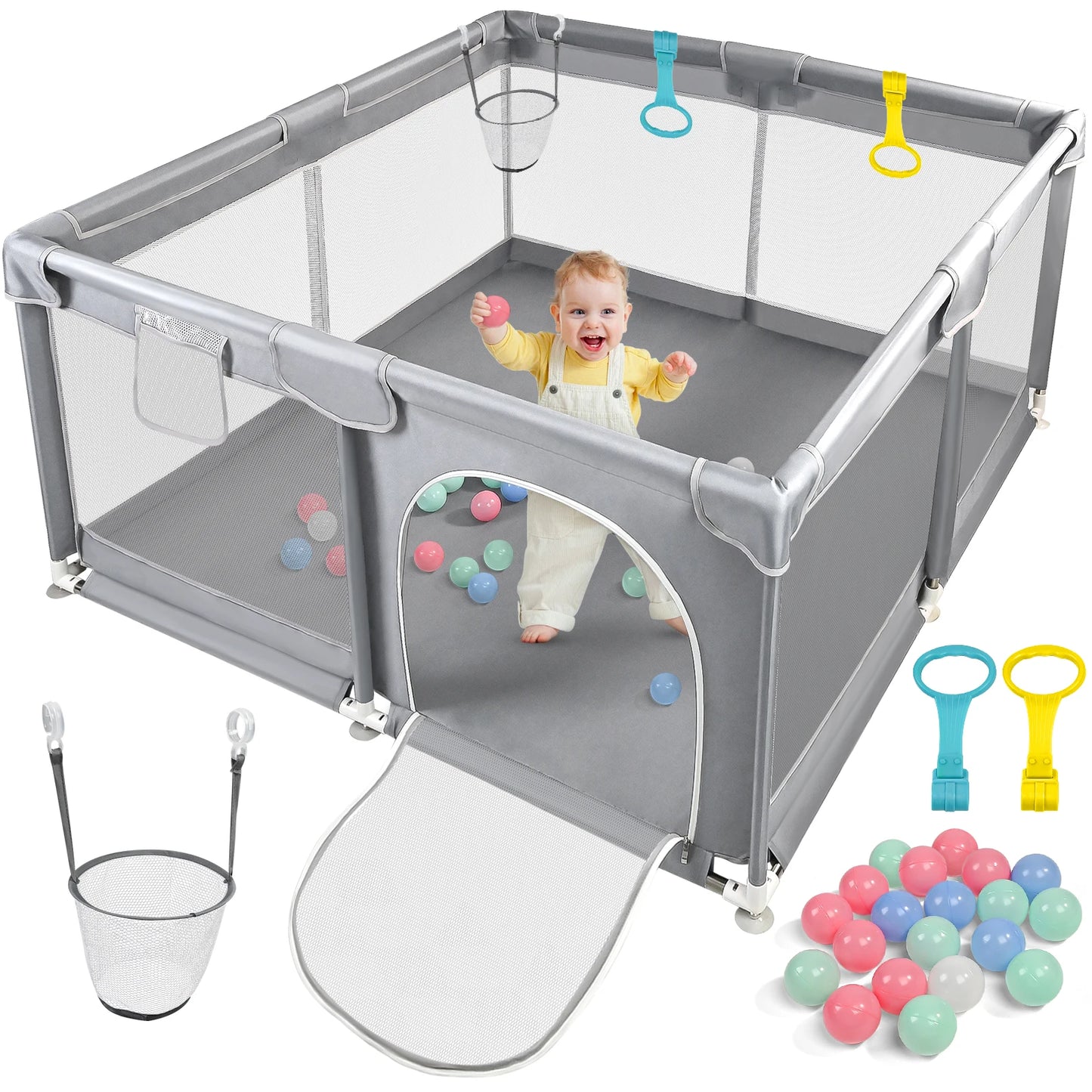 Baby Fence with Breathable Mesh Indoor Outdoor