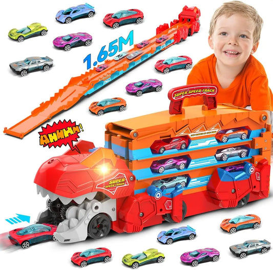 Dinosaur 3-In-1 Transport Truck Car Toys for Boys