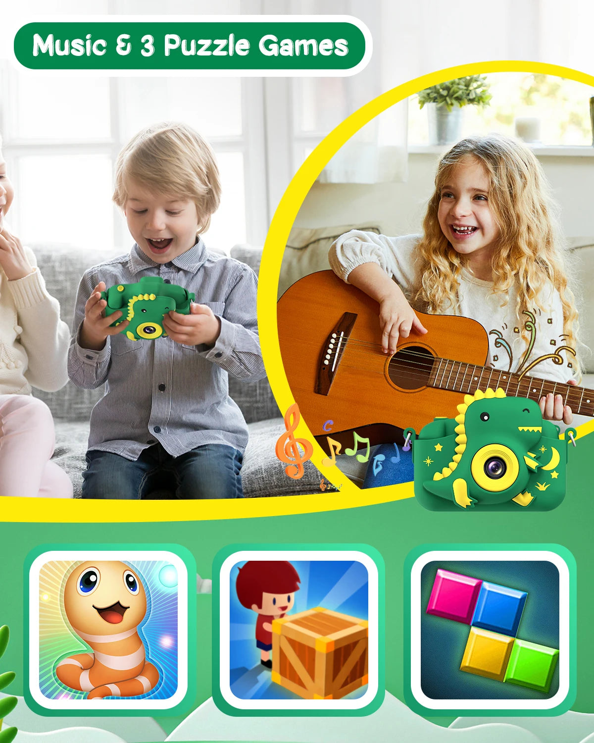 Cartoon Kids Camera 2.0" HD Rechargeable Digital Camera 20MP 1080P Mini Selfie Camera