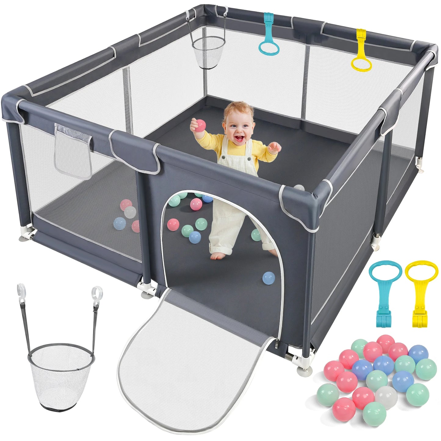 Baby Fence with Breathable Mesh Indoor Outdoor
