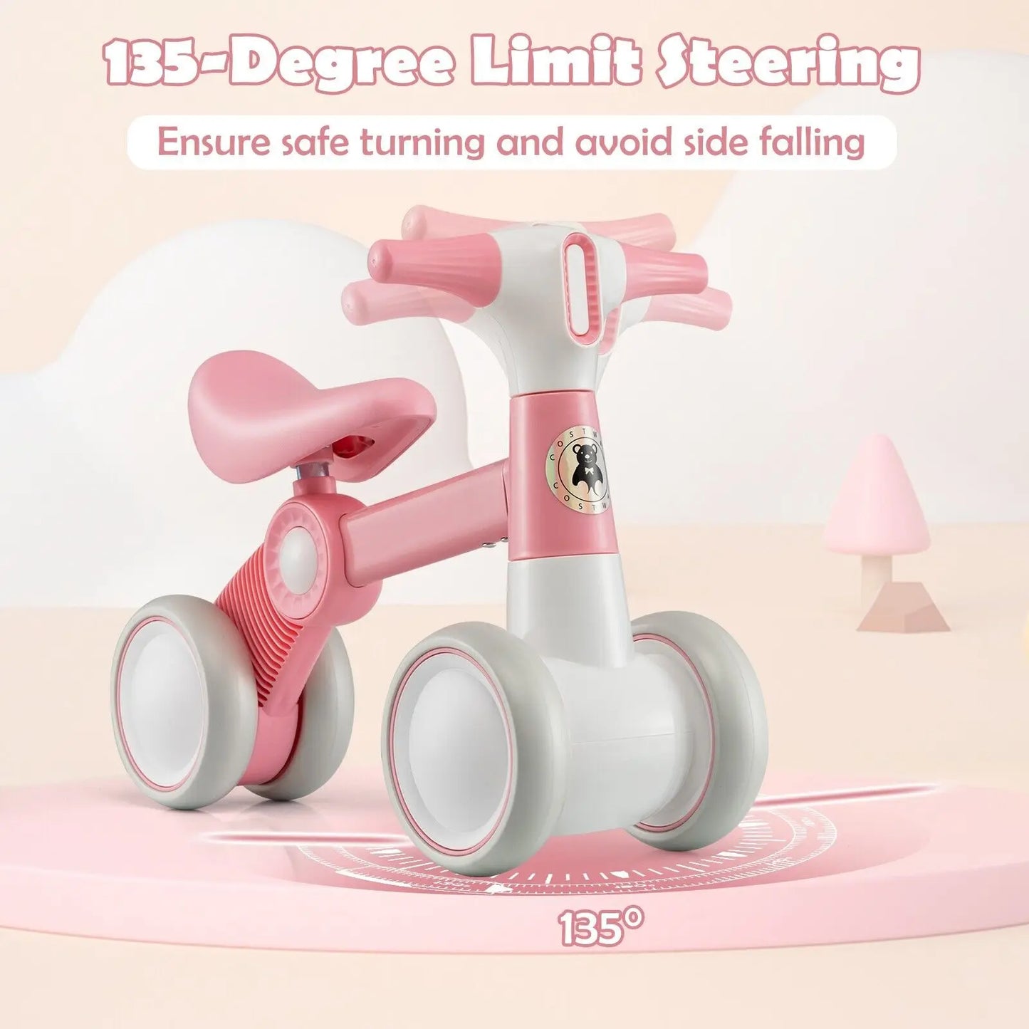 Baby Balance Bike 4 Wheels Children No Pedal