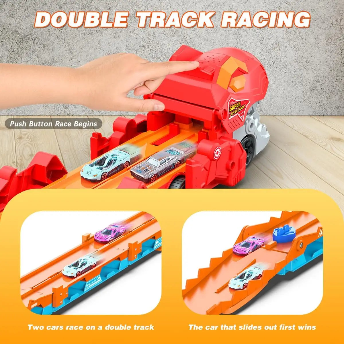 Dinosaur 3-In-1 Transport Truck Car Toys for Boys