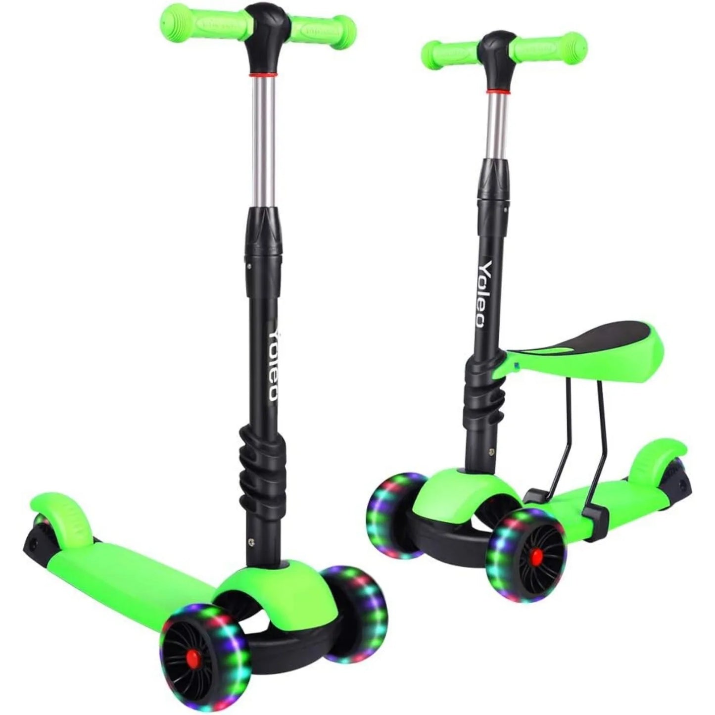 Kids Three Wheel Kick Scooter, LED Flashing Wheels, Height Adjustable