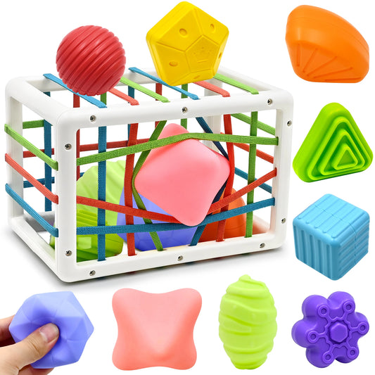 Baby Toys  Shape Sorter Baby Toys Early Learning Sensory Bin with 3 Soft Textured Balls
