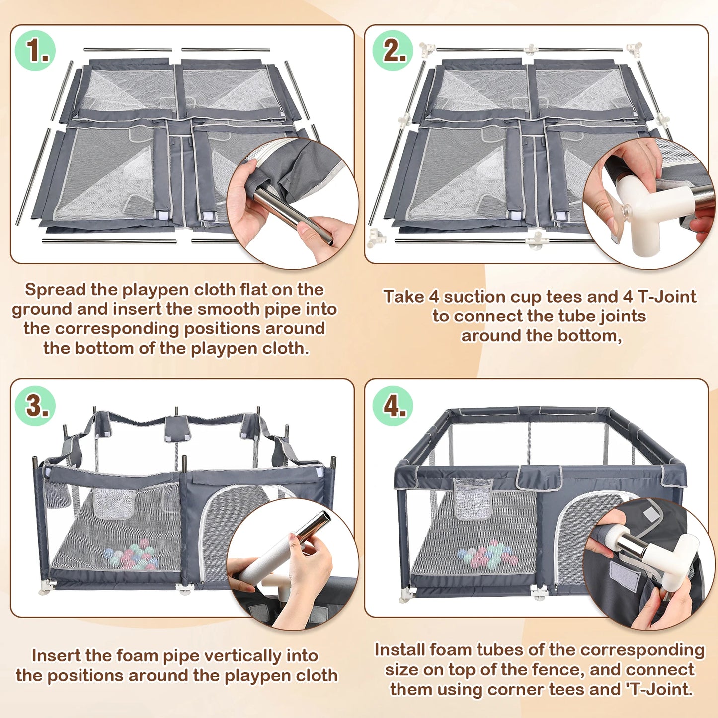 Baby Fence with Breathable Mesh Indoor Outdoor