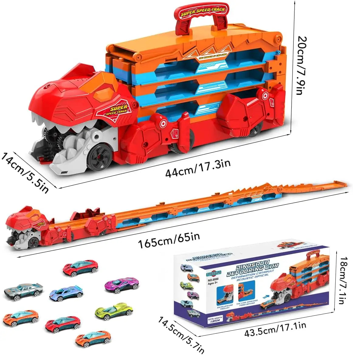 Dinosaur 3-In-1 Transport Truck Car Toys for Boys