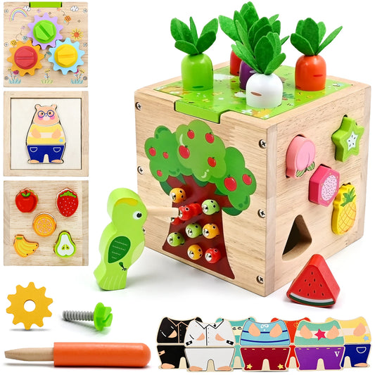 Baby Wooden Activity Cube  5 in 1